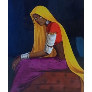 S. A. Noory, 05 x 07 Inch, Acrylic on Canvas, Figurative Painting, AC-SAN-220